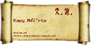 Kapy Márta névjegykártya
